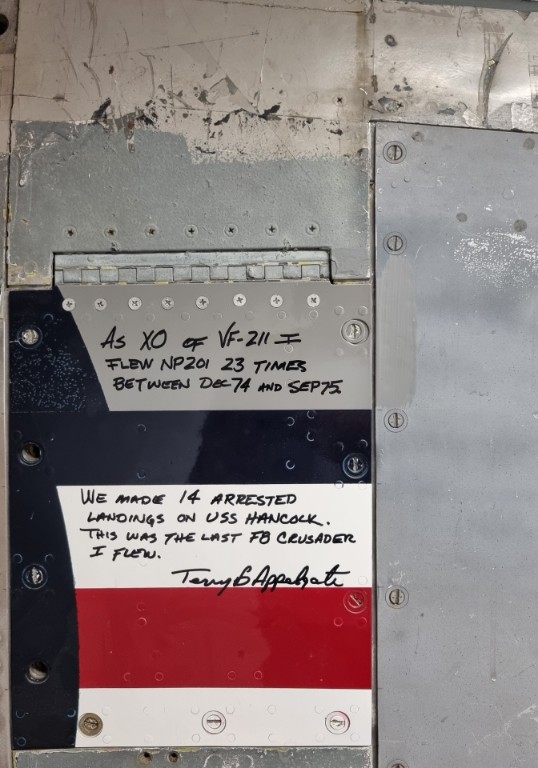Terry signed this original panel and it was mounted on the F-8 again.